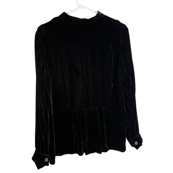 J. Jill Women’s Black Velvet Blouse LP Petite – Quiet Luxury Minimalist Holiday - Picture 7 of 9